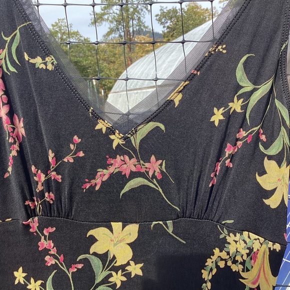 Vintage Y2K BCBG Gorgeous Black Floral Maxi Dress Size M Boho Party Hippie - Picture 3 of 5